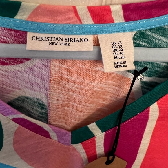 NWT! Christian Siriano Women’s 100% Linen Colorful Size 1xl Bright Hilow Blouse - Picture 5 of 14
